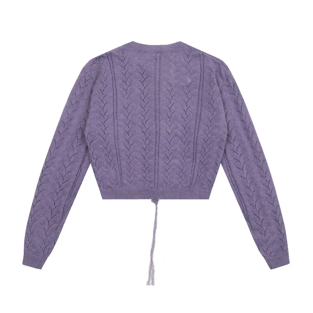 vivienne west wood Vivienne heavy lace classic cardigan knitted sweater wool 2024 autumn latest style 🧩 15% merino cotton wool 85% wool blend 🧩Correct Italian 🇮🇹100% wool washed wheat logo Size: S -M- L Color: black purple gray